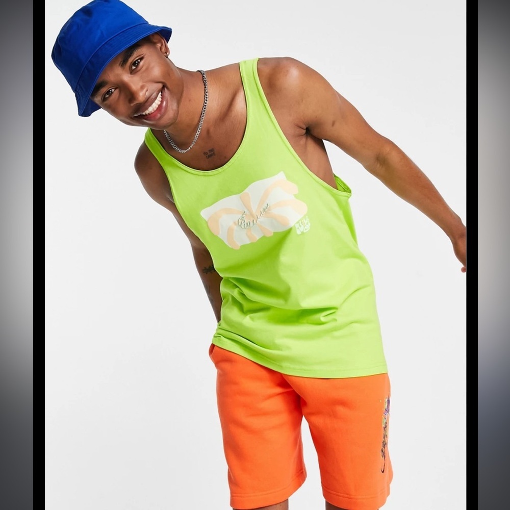 New NIKE SPRING BREAK GRAPHIC LOGO TANK TOP IN LIME-GREEN Men’s Small